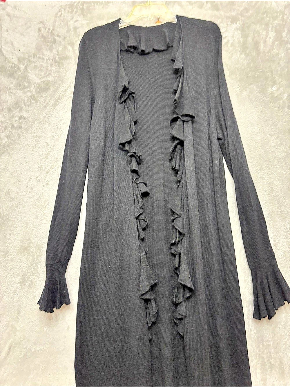 Lauren Ralph Lauren Black Ruffle Front Cardigan 3X L